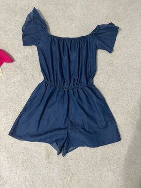 Woman’s Navy Blue Off-Shoulder Romper